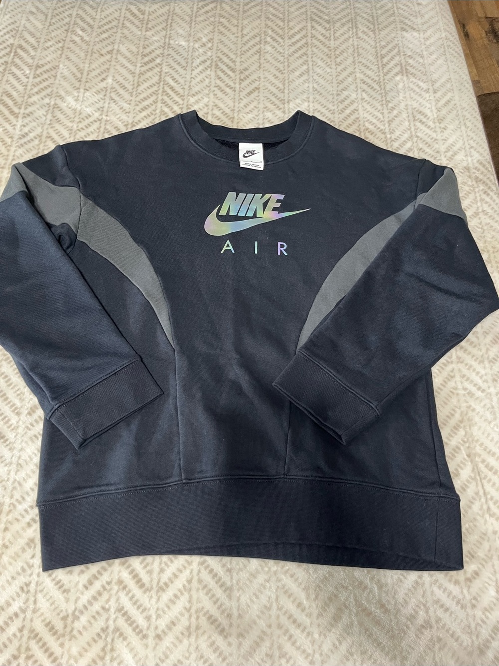 Nike Air SweatShirt Womens Medium Black Retro Style Sweater Jumper